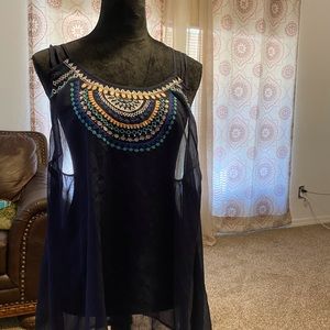 Sheer blouse blue